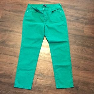 Green ankle skinny jeans!